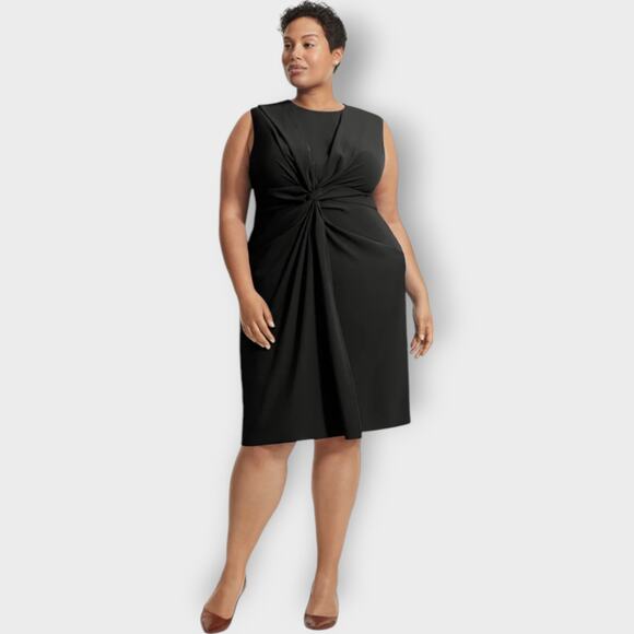 M.M. Lafleur The Taylor Dress Black Twist Front Crew Neck Sleeveless Size 1X +1 - Picture 1 of 14